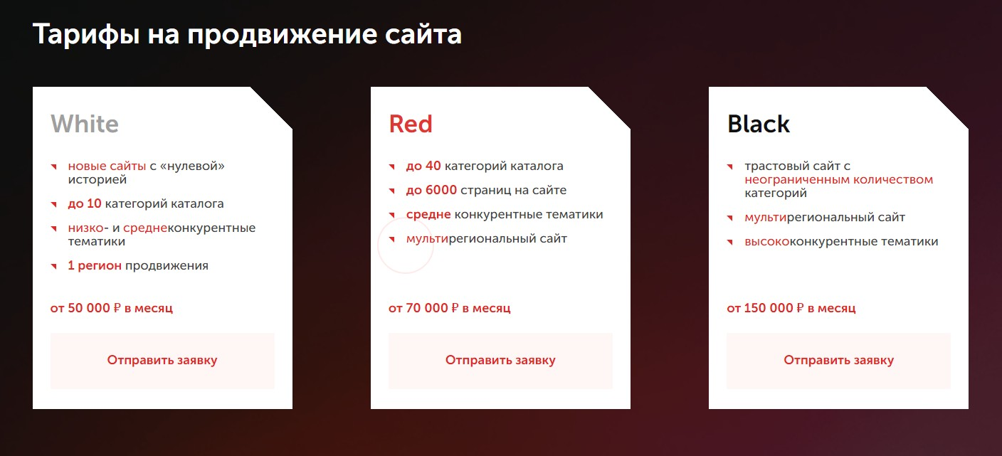 Тарифы на продвижение по трафику