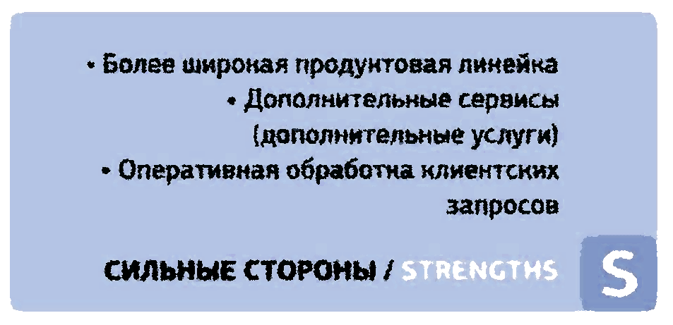 Пример сильных сторон объекта