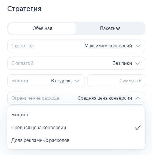 Выбор дополнительного ограничения бюджета