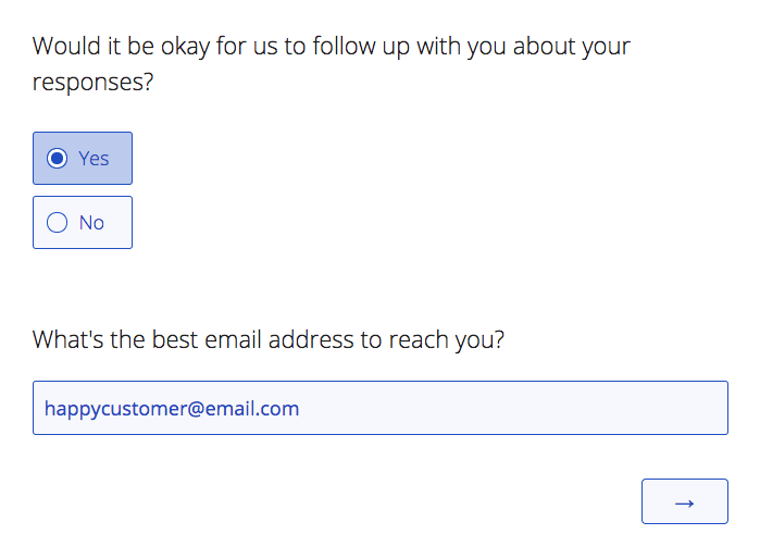 Предложите респонденту в вежливой и доброжелательной форме оставить свой e-mail
