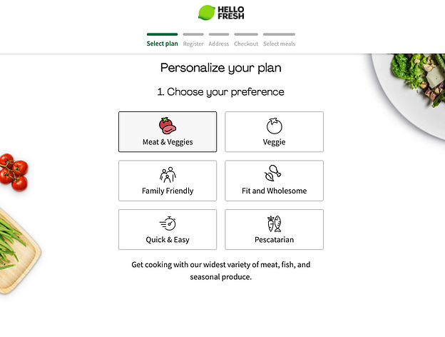 Сервис собирает данные о предпочтениях в еде для составления максимально персонализированного тарифного плана