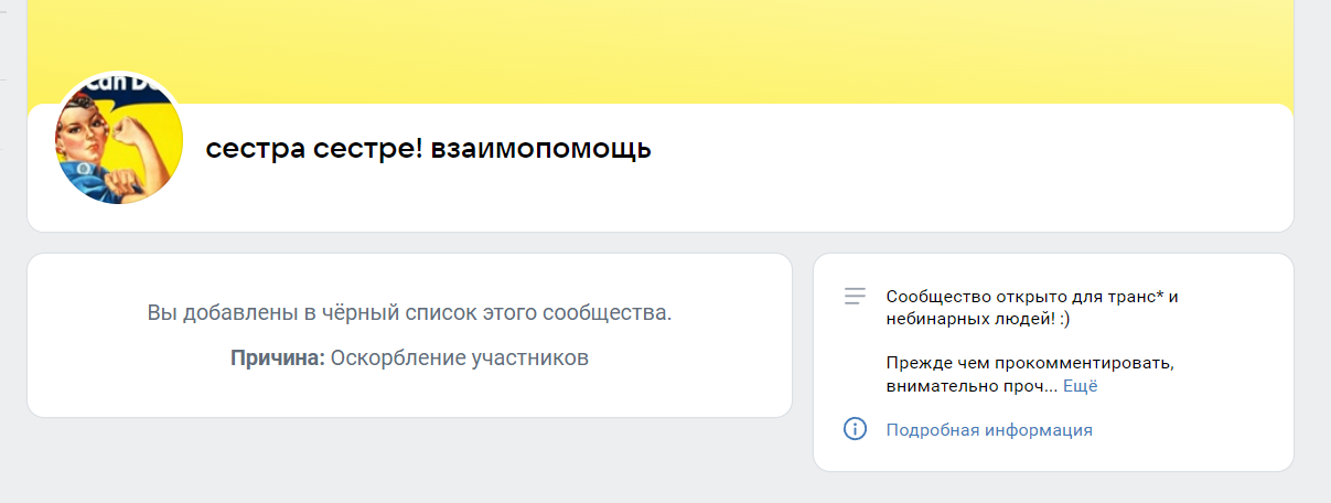 Среди причин блокировки распространенные — оскорбление участников, нецензурные комментарии