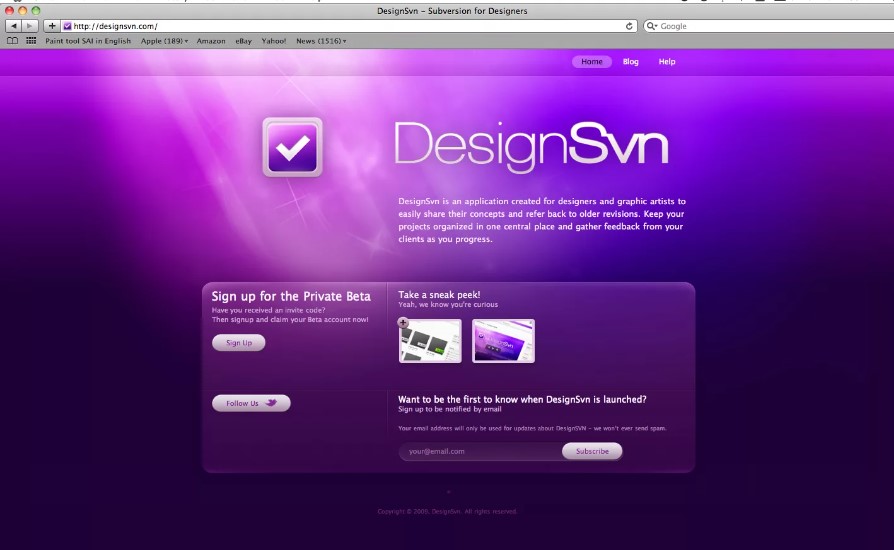 Пример оформления сайта в фиолетовых тонах