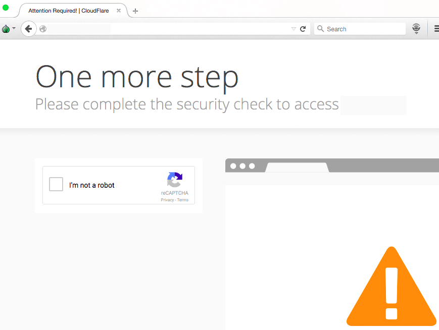 Капча, которая используется сетью Cloudflare для защиты сайта от хакерских атак