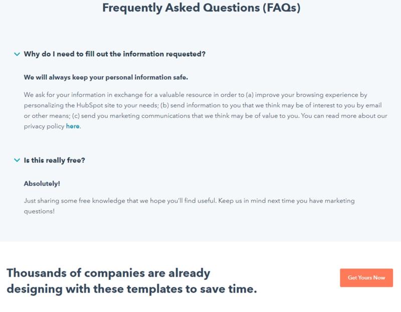HubSpot закрывает основные вопросы пользователей — да, шаблоны правда бесплатные