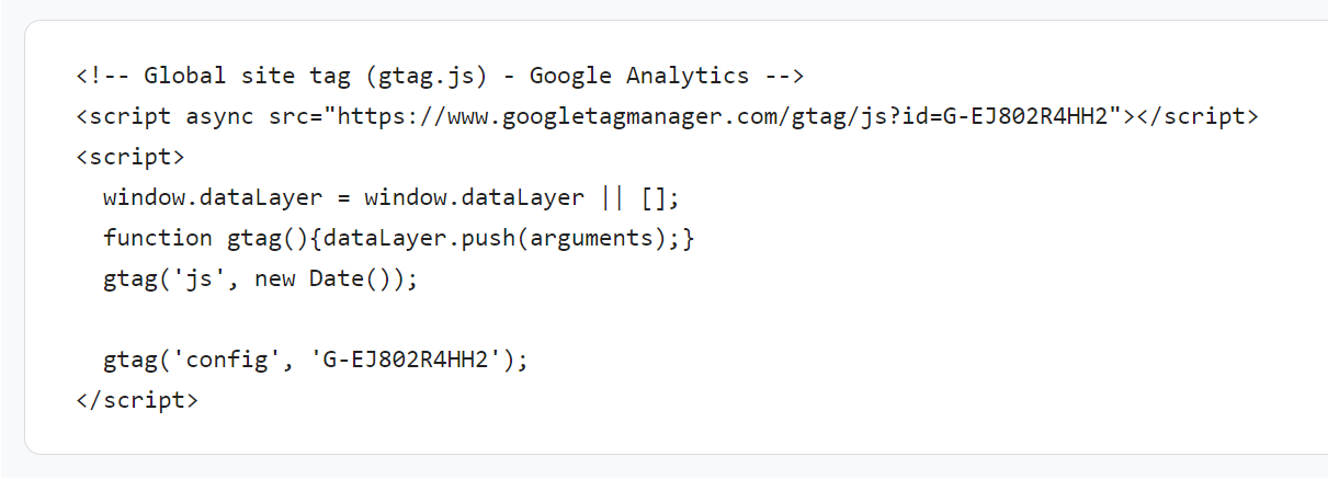 Так выглядит «Глобальный тег» (gtag.js) Google Analytics