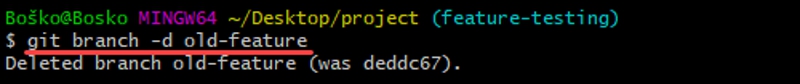 В примере удалена локальная ветка