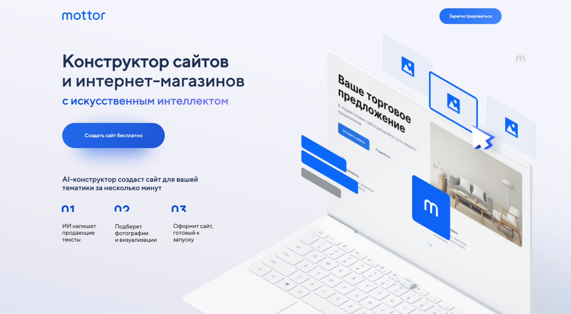 Mottor — российский конструктор сайтов с нейросетью
