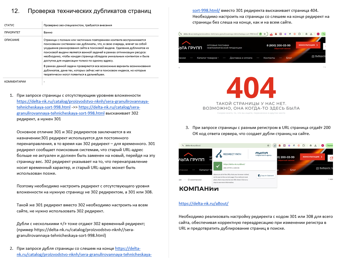 Отрывок из технического аудита